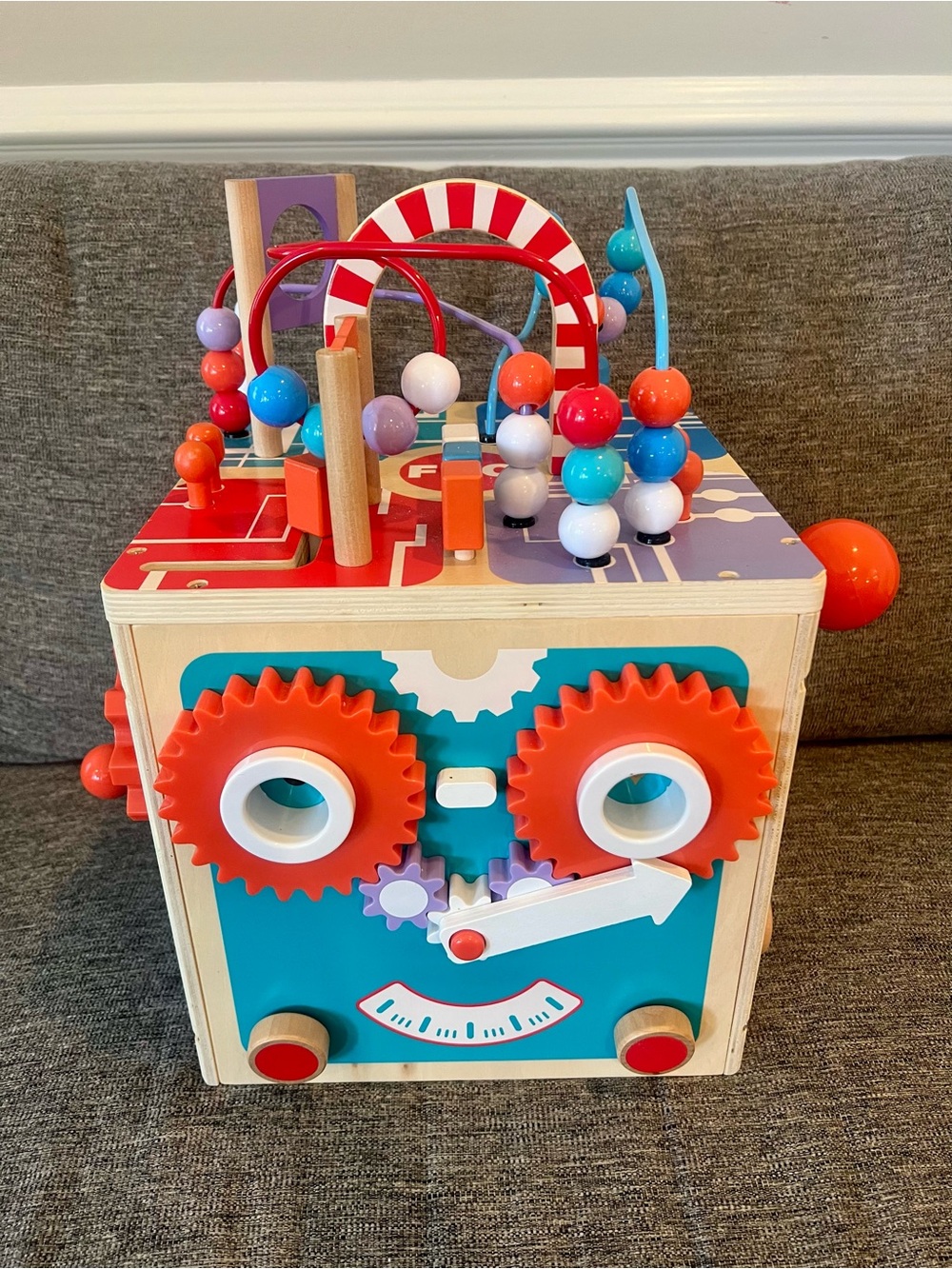 FAO Schwarz Kids Robot Buddy Wooden Activity Cube
